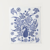 Bohemiaanse stijl Blauw en Wit Peacock Wandkleed (Voorkant)
