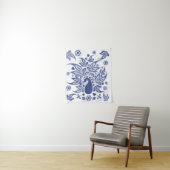 Bohemiaanse stijl Blauw en Wit Peacock Wandkleed (In situ)