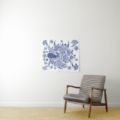 Bohemiaanse stijl Blauw en Wit Peacock Wandkleed (In Situ (horizontaal))