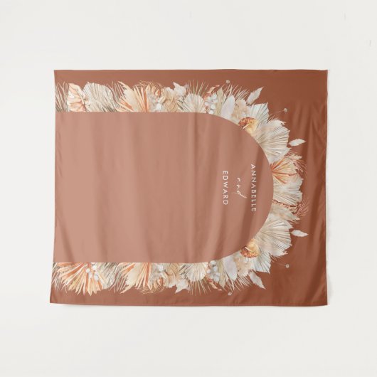 Bohemiaanse terracotta pampas, stijlvolle bruiloft wandkleed (Voorkant (horizontaal))