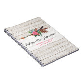 Bohemiaanse ventiel Arrow en Roos op Rustic White Notitieboek (Rechterzijde)