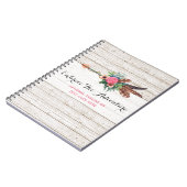 Bohemiaanse ventiel Arrow en Roos op Rustic White Notitieboek (Linkerzijde)