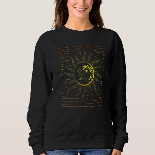 Bohemian Aesthetic Celestial Bodies Sun Moon Astro Trui (Voorkant)