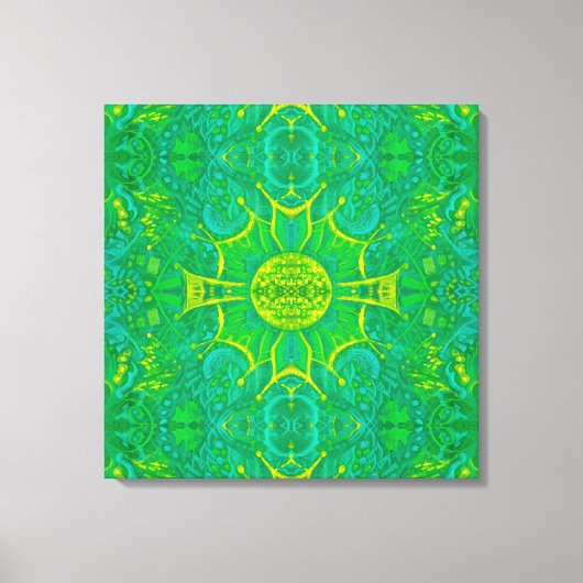 Bohemian Arabesque Mandala Gree Canvas Afdruk (Voorkant)