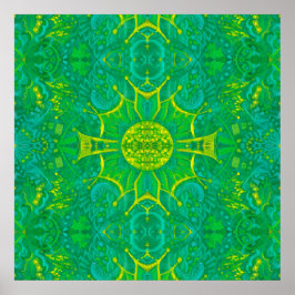 Bohemian Arabesque Mandala Green Poster