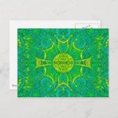 Bohemian Arabesque Pattern Green Briefkaart (Voorkant / Achterkant)