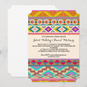 Bohemian Aztec Ikat Wedding Invitation Kaart (Voorkant / Achterkant)