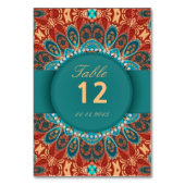 Bohemian Batik Mariage Numéro de table Cartes post (Dos)