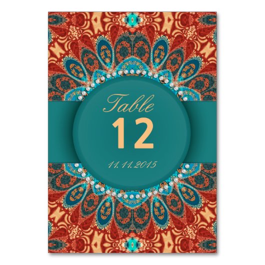 Bohemian Batik Mariage Numéro de table Cartes post (Par défaut)