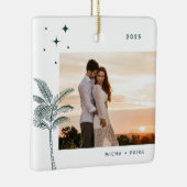 Bohemian Beach Palm Tree Photo Ornement en céramiq (Droite)