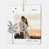 Bohemian Beach Palm Tree Photo Ornement en céramiq (Gauche)