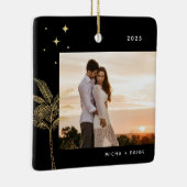 Bohemian Beach Palm Tree Photo Ornement en céramiq (Droite)