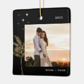 Bohemian Beach Palm Tree Photo Ornement en céramiq (Gauche)