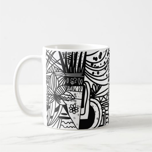 Bohemian Black en White Monnogramed Koffiemok (Links)