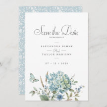 Bohemian Blauw Bloemen Waterverf Bruiloft
