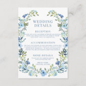 Bohemian blauwe bloemenkrans rustieke bruiloft det informatiekaartje (Voorkant)