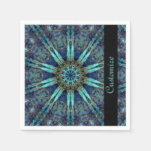 Bohemian Blauwgroen Floral Star Pattern Napkins 2 Servetten