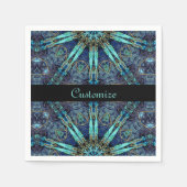 Bohemian Blauwgroen Floral Star Pattern Napkins Servetten (Voorkant)