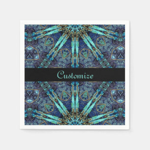 Bohemian Blauwgroen Floral Star Pattern Napkins Servetten