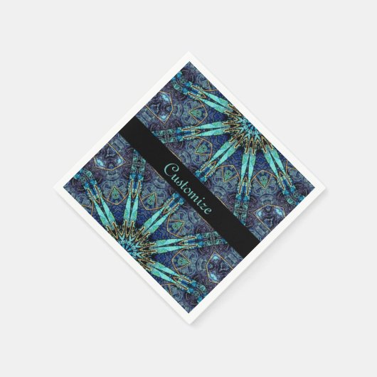 Bohemian Blauwgroen Floral Star Pattern Napkins Servetten (Hoek)