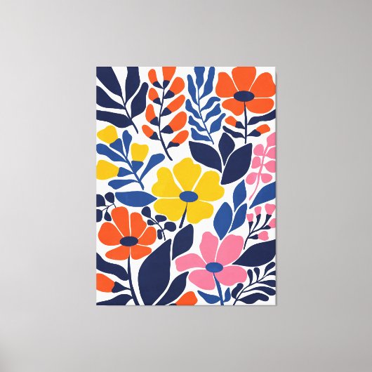 Bohemian bloeit midden eeuw moderne bloemen canvas afdruk (Voorkant)