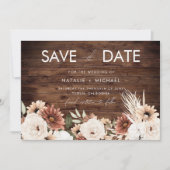 Bohemian Bloemen Rustiek Hout Bruiloft Save The Date (Voorkant)