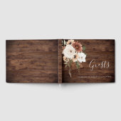 Bohemian Bloemen Terracotta Bruiloft Rustiek Hout Gastenboek (Volledig)