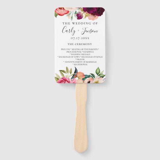 Bohemian Bloemen Trouwprogramma Hand Fans Handwaaier (Voorkant)