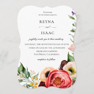 Bohemian Blooms Lijst bruiloft uitnodiging