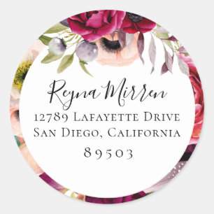 Bohemian Blooms Retouradres Sticker