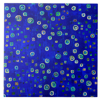 Bohemian Blue Art Nouveau Tegeltje