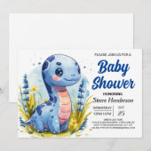 Bohemian Blue Custom Dinosaur Boy Baby shower Kaart (Voorkant / Achterkant)