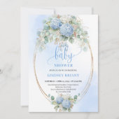 Bohemian Blue Floral Baby Shower Invitation (Devant)