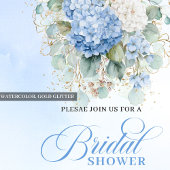 Bohemian Blue Floral Bridal Shower Invitation