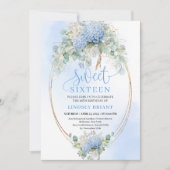 Bohemian Blue Floral Sweet 16 Birthday Invitation (Devant)