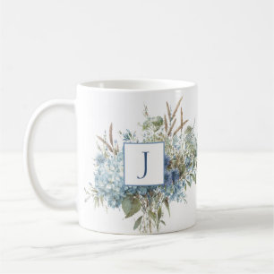 Bohemian Blue Floral Waterverf Bouquet Koffiemok