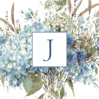 Bohemian Blue Floral Waterverf Bouquet Stenen Onderzetter