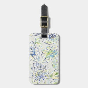 Bohemian Blue Flower Bagagelabel