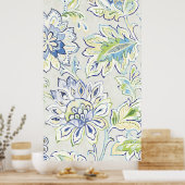 Bohemian Blue Flower Poster (Keuken)