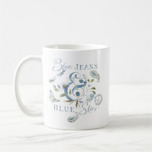Bohemian Blue Green Floral Waterverf Quote Koffiemok