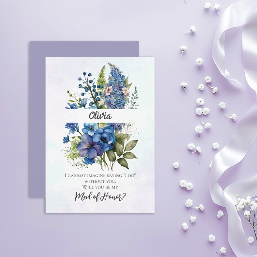 Bohemian Blue-Violet Maid of Honor Voorstel Kaart