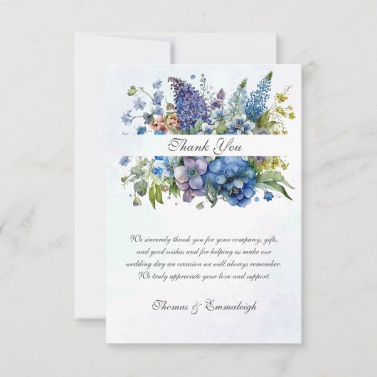 Bohemian Blue-Violet Waterverf Dank u Bedankkaart (Voorkant)