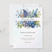 Bohemian Blue-Violet Waterverf Save the Date (Voorkant)