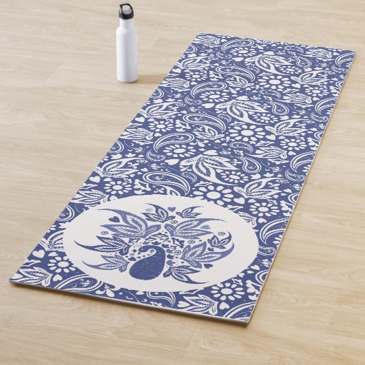 Bohemian Blue White Peacock Decoratief Yogamat (In situ)