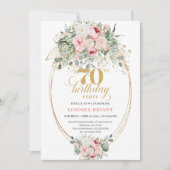 Bohemian Blush Floral 70th Birthday Invitation (Devant)