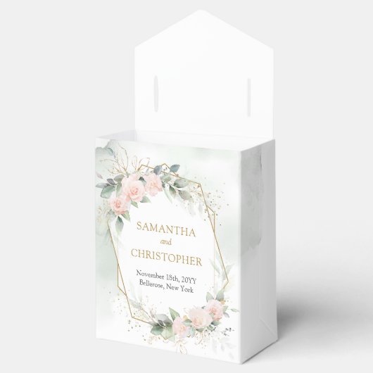 Bohemian Blush rozen eucalyptus gouden bruiloft Bedankdoosjes (Geopend)