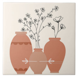 Bohemian Boho Art Abstracte terracotta plantenbakk Tegeltje