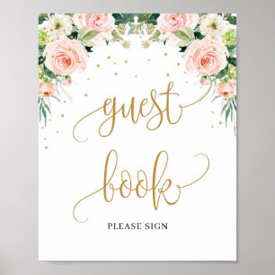Bohemian boho blush roze gastenboek poster