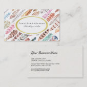 Bohemian Boho Colorful Waterverf Feathers Visitekaartje (Voorkant / Achterkant)