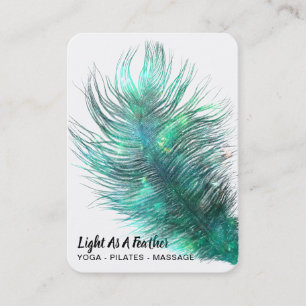 *~* Bohemian Boho Cosmic Emerald Feather Visitekaartje